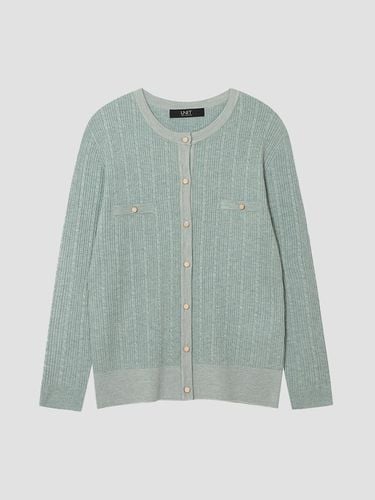 Wool mixed cropped neck pocket knit cardigan - UNIT - Modalova