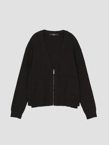 Cotton Mixed V-Neck Zip-Up Knit Cardigan - UNIT - Modalova