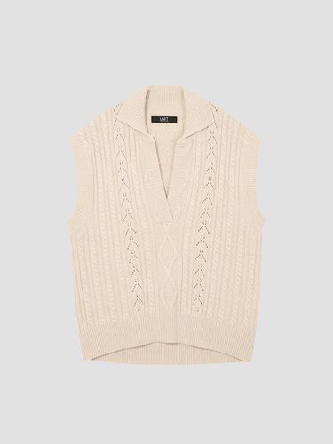 Mixed spinning turtleneck cable knit vest [UFI3] - UNIT - Modalova