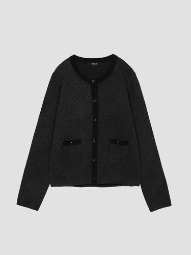 Fur Mixed Crew Neck Jacquard Bookle Knitwear Coat - UNIT - Modalova