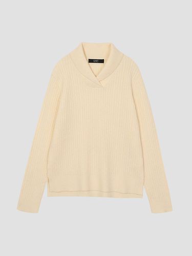 Mixed spinning cable shawl neck knitwear pullover - UNIT - Modalova