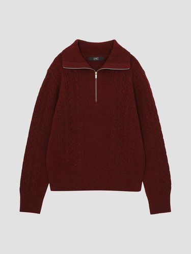 Wool Blend Polo cable half zip-up knit pullover - UNIT - Modalova