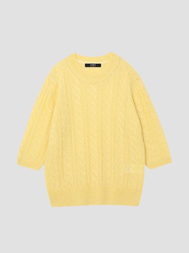 Mohair cable crew neck knit pullover [UFI3] - UNIT - Modalova