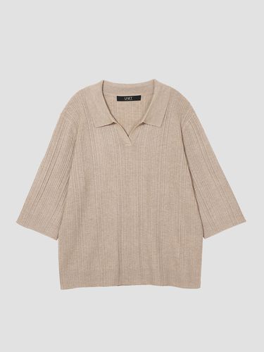 Wool blended polo neck Ribbed knit pullover - UNIT - Modalova