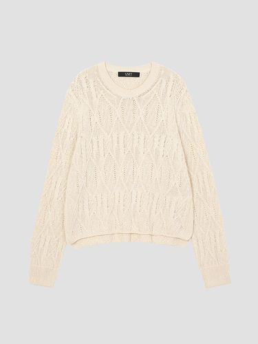 Organic Cotton Crewneck Cable Knit Pullover [UFI3 - UNIT - Modalova