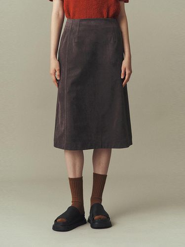 ECO SUEDE A LINE SKIRT_GREY - ahwe - Modalova