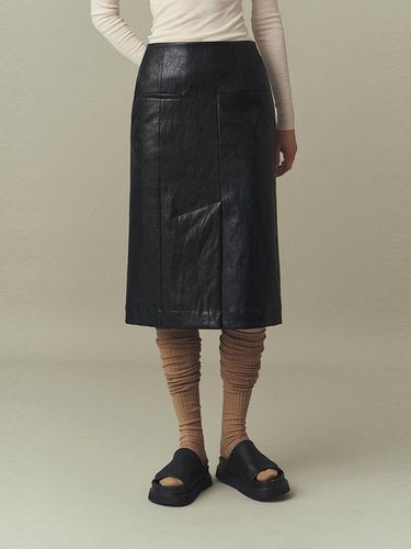 Eco Leather H-Line Skirt _ Black - ahwe - Modalova