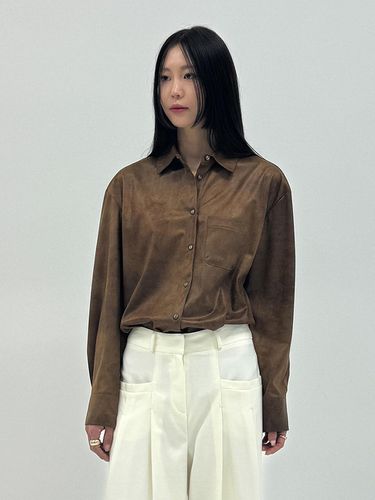 Faux Leather Overshirt Brown - 320SHOWROOM - Modalova