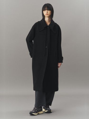 KNIT COLLAR BALMACAAN COAT_BLACK - ahwe - Modalova