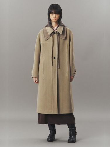 KNIT COLLAR BALMACAAN COAT_MOCHA - ahwe - Modalova