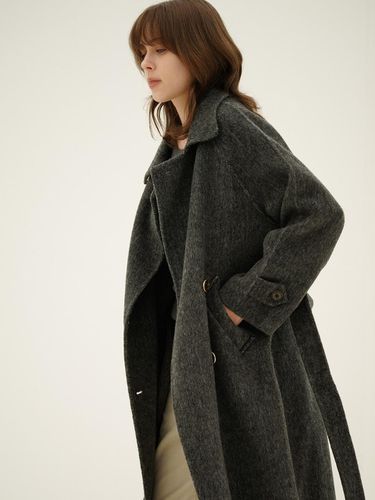 Belted Double Long Coat _Grey - ACUD - Modalova