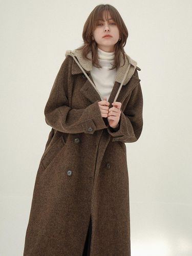 Belted Double Long Coat _D. Beige - ACUD - Modalova