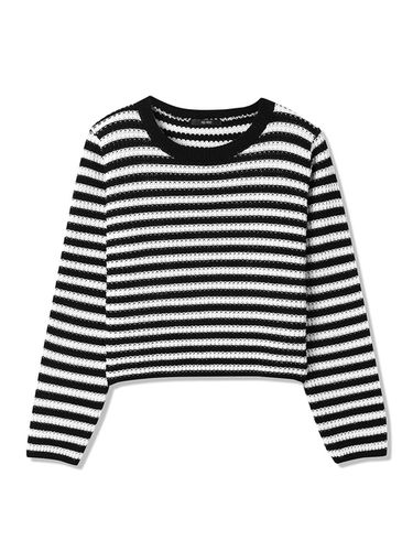 Women's Waffle Organized Stripe Long Sleeve Knit - ADHOC - Modalova