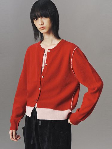 Layered Wool Cardigan _ Red - ahwe - Modalova