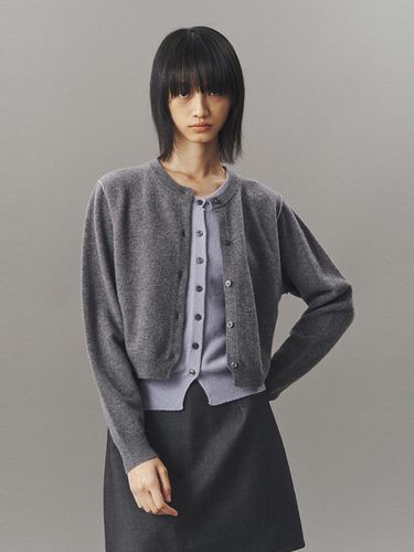 Layered Wool Cardigan _ Misty Grey - ahwe - Modalova