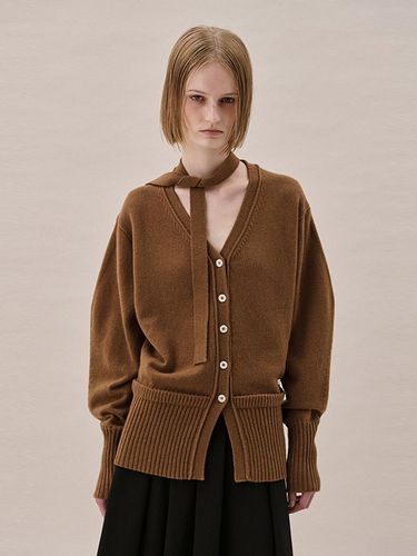 WOOL TIE CARDIGAN_BROWN - ahwe - Modalova