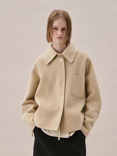 WOOL BLEND HANDMADE COAT_LIGHT BEIGE - ahwe - Modalova