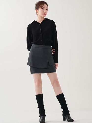 WOOL LAYERED MIDI SKIRT - charcoal - HYEYEONG KIM - Modalova