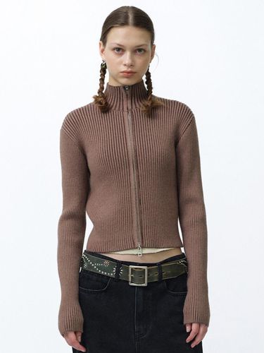 FANCY CROP KNIT ZIP UP [BROWN] - SUADE - Modalova