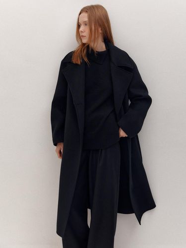 HAND MADE] PURE WOOL BELTED DOUBLE CT (BLACK) - AVA MOLLI - Modalova