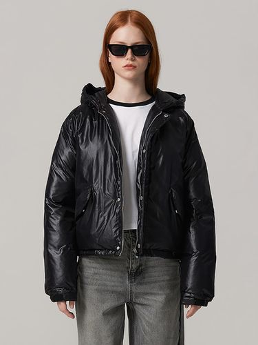 Women's hooded down short puffer jacket black - bensherman - Modalova