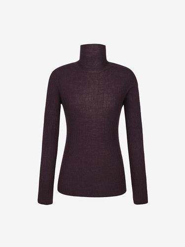 D Knit 100% Wool Irregular Ribbed Slim Turtleneck - SEKANSKEEN - Modalova