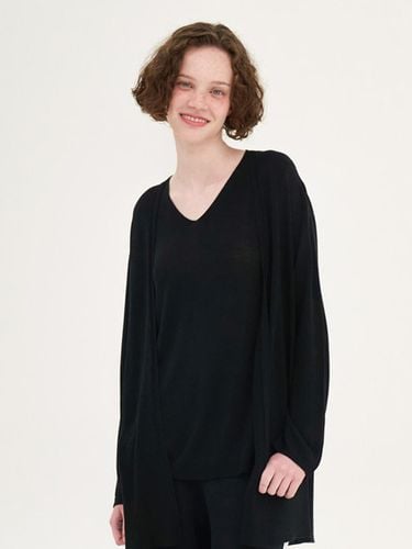 D Knitwear Plain Cardigan_BLACK - SEKANSKEEN - Modalova