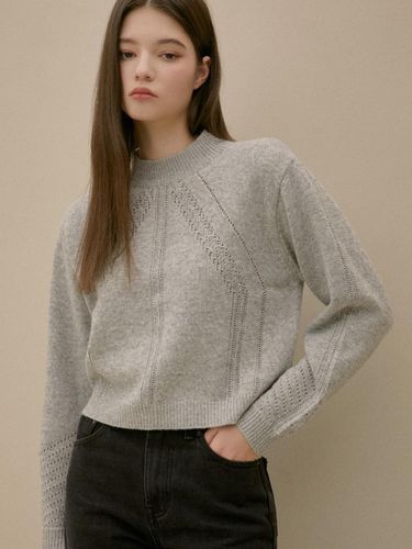 Cashmere lace half-neck pullover_LIGHT GREY - knizure - Modalova