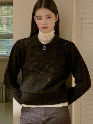 Recycling] Mohair Collar Pullover_COCOA - knizure - Modalova