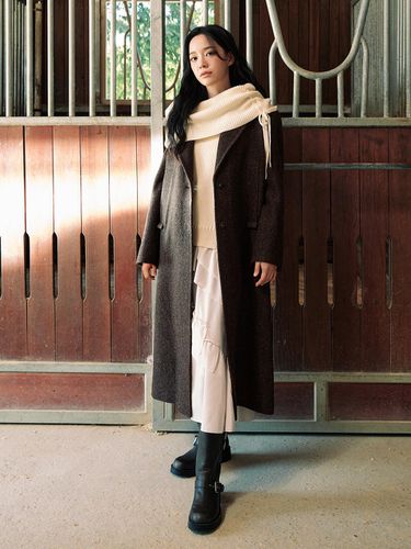 Herringbone Wool Single-Breasted Maxi Coat (ITOBWHC730) - itMICHAA - Modalova