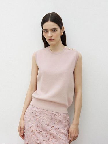 Gold Button Sleeveless Knit Top Pink - Mare di mari - Modalova