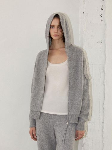 Cashmere 100 % Wholegarment Hoodie Zip - up L/Grey - Mare di mari - Modalova