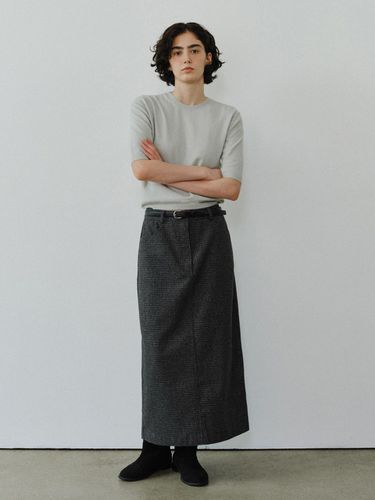 Wool check long skirt - URAGO - Modalova