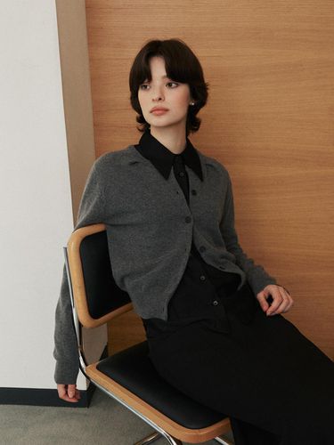 CASHMERE ONETUCK CARDIGAN_CHARCOAL - Hourmond - Modalova