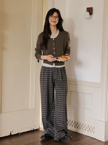 LS_Plaid wide fit long pants - LANGSON - Modalova