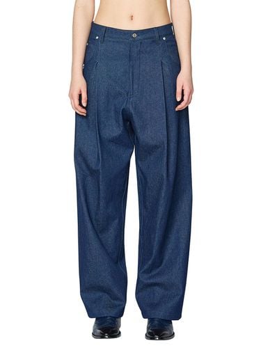 BLUE GLITTERY TUCKED DENIM TROUSERS - LABELESS - Modalova