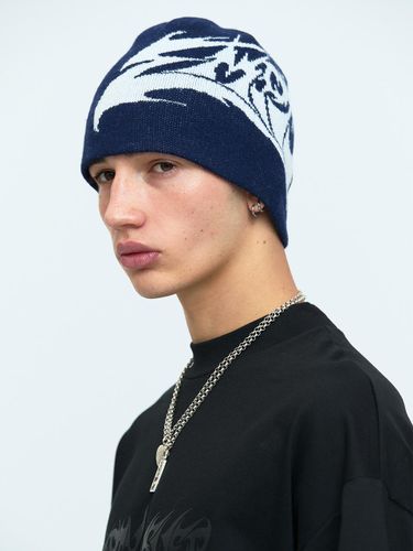 PRINTED KNIT BEENIE [NAVY] - MEA - Modalova