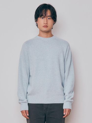 Men] Super Fine Wool Wholegarment Sweater (Sky) - KNITLY - Modalova