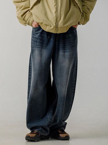 Stone washed wide balloon denim pants - RUGGED HOUSE - Modalova