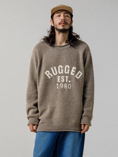 ROLED Round Logo Crew Neck Wool Knitwear MOCHA - RUGGED HOUSE - Modalova