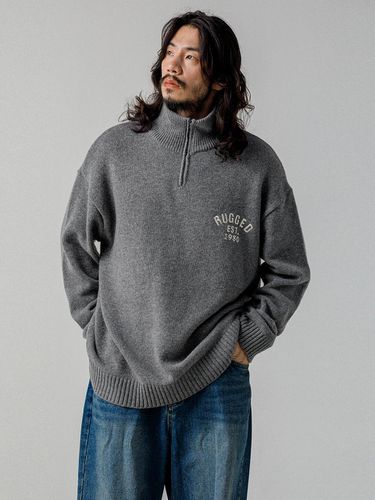 Logo Oversized fit Half Zip-up Wool Knitwear Gray - RUGGED HOUSE - Modalova