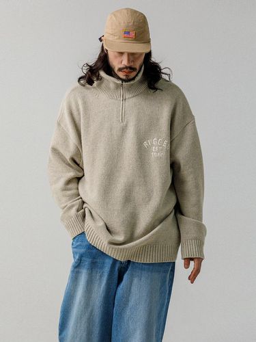 Logo Oversized-fit Half Zip-Up Wool Knitwear Beige - RUGGED HOUSE - Modalova