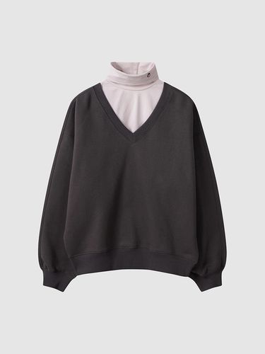 Turtleneck Detail V Neck Sweatshirt NAEW9 WKL030_4 - comgen - Modalova