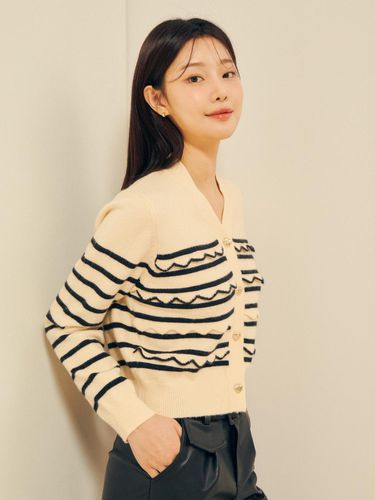 Stripe Scallop Crop Cardigan GPBP1CD111 - JJ JIGOTT - Modalova