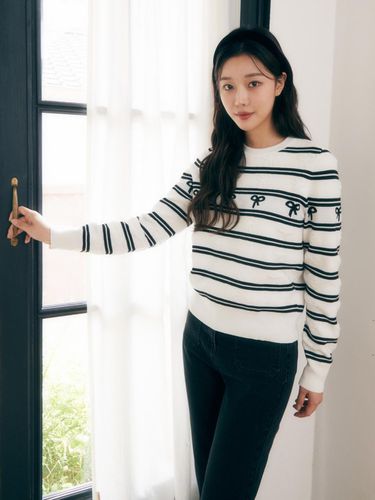 Stripe Ribbon Colorful Pullover Knit GPBP1PO181 - JJ JIGOTT - Modalova