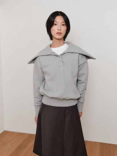 SHAWL COLLAR BUTTON SWEATSHIRT (GRAY) - FACE NONE - Modalova