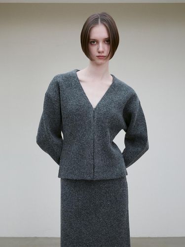 KNIT COTTON HOOK EYE CARDIGAN - RE RHEE - Modalova