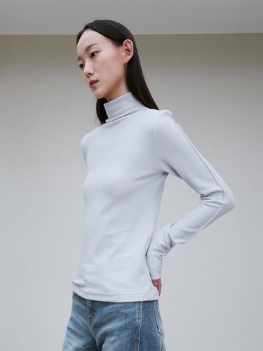 FUNNEL NECK LONG SLEEVE TOP LIGHT GRAY - RE RHEE - Modalova