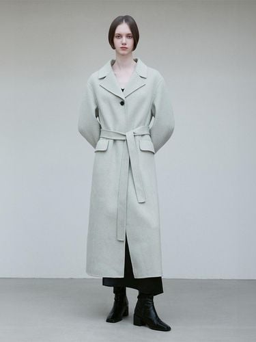 WOOL SINGLE BREASTED BELTED COAT - RE RHEE - Modalova