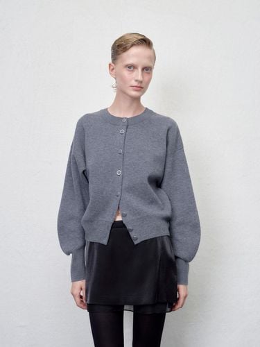 Asellus volume sleeve knit cardigan Melange Grey - ARIK. - Modalova